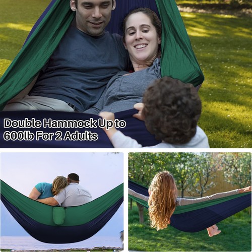 Hamaca para una sola persona con correas de árbol para aventuras de camping al aire libre 270*140 cm - Imagen 34 de 44