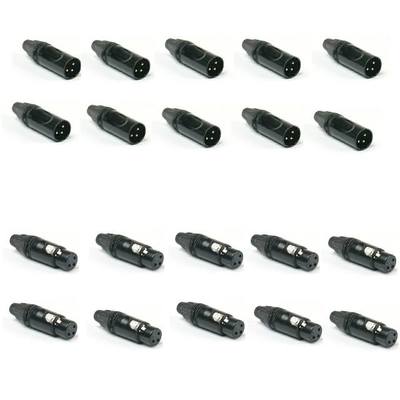 SuperFlex Gold XLR DMX 3 pin Connectors - 10 Male and 10 Female Pack