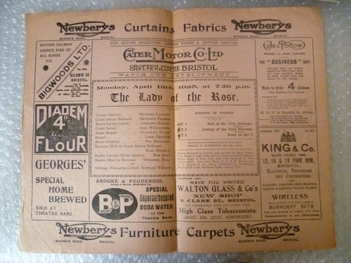 1925 Theaterprogramm Die Dame der Rose - Herbert Langley Rose Hignell - Bild 2 von 3