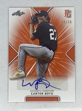 2021 LEAF PERFECT GAME ORANGE CARTER BOYD PAPER RC AUTO # 16/30