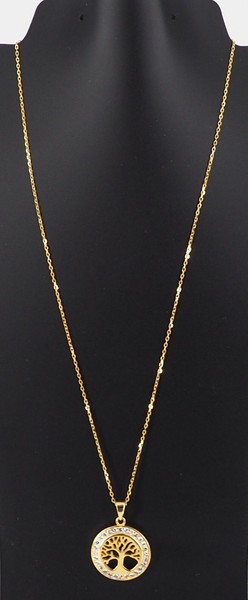 Alternate view of 925 Sterling Silver Tree Life Necklace Pendant 14k Gold Plated Made Italy