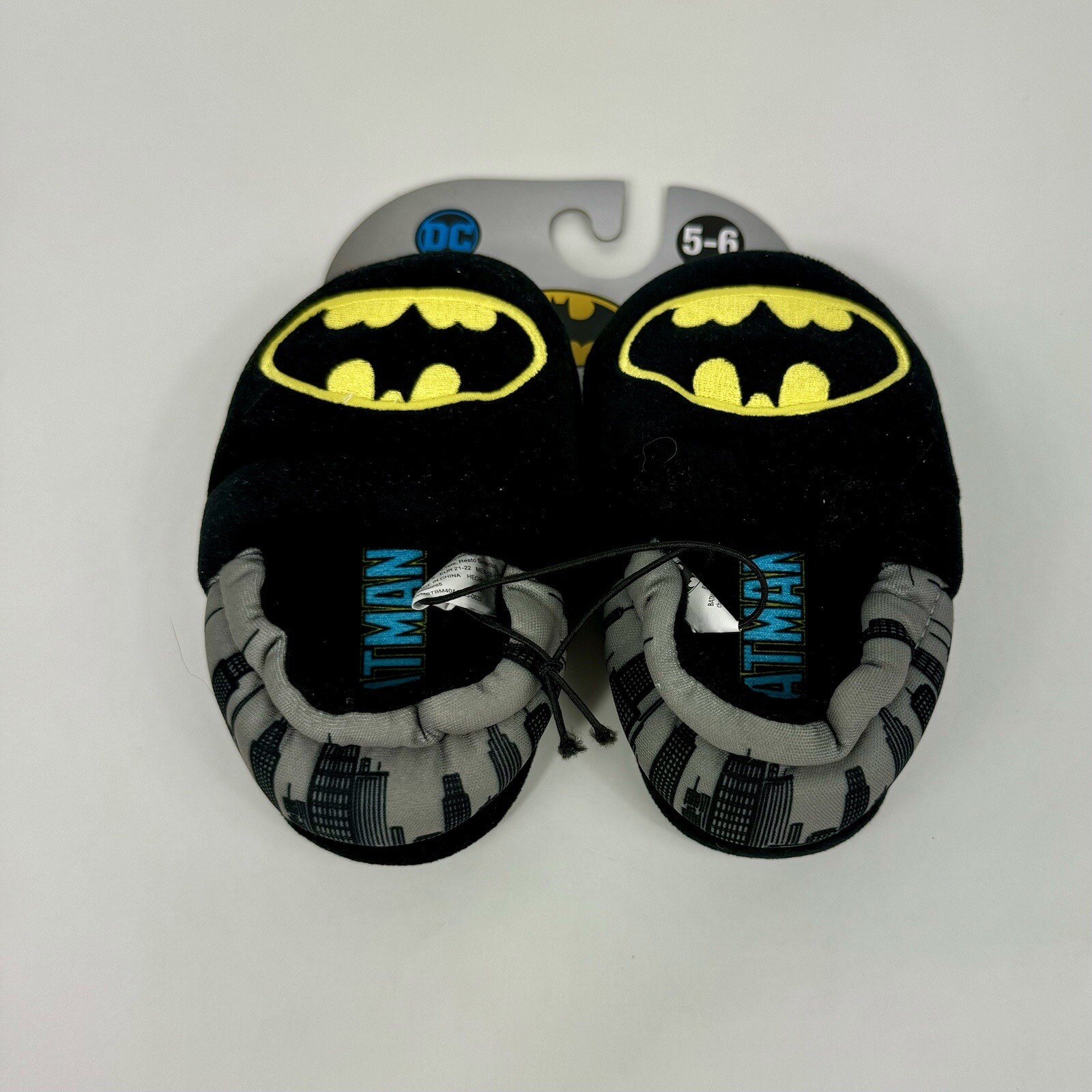 PANTOFOLA D’ORO Batman DC Toddler Peluche Ciabatta Ragazzo Taglia 5 6 Nero Giallo Logo Nuovo