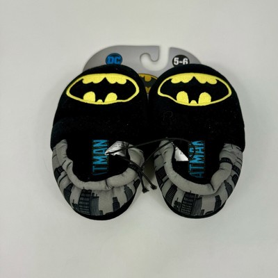 Batman DC Toddler Plush Slipper Youth Size 5-6 Black Yellow Logo New
