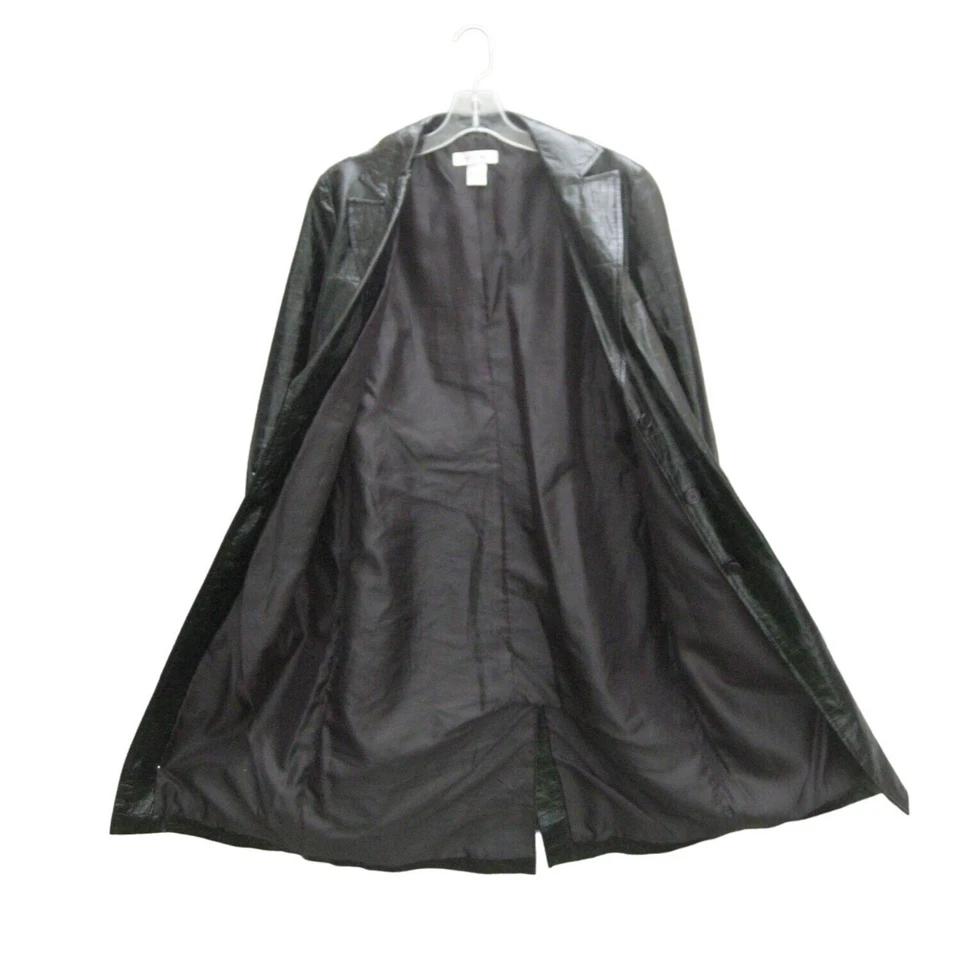 Chaqueta Newport News Forrada de Cuero Talla 12 Negra Estampado Animal Larga Foto 4 de 4