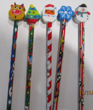 PENCILS..SET OF 5 CHRISTMAS .. WITH ERASER