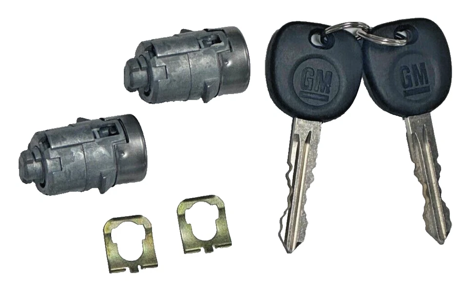 Par de cilindros de llave de cerradura de puerta cromados con 2 llaves con logotipo GMC 7001592 GM Chevy GMC OEM 7001592 Foto 3 de 3