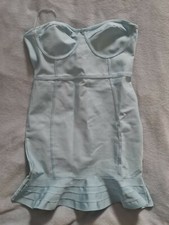 Prettylittlething Bandage Frill hem Sky Blue Dress 14 short