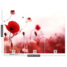 Non woven Wall Mural Photo Wallpaper Poster Picture Image Poppy Field
