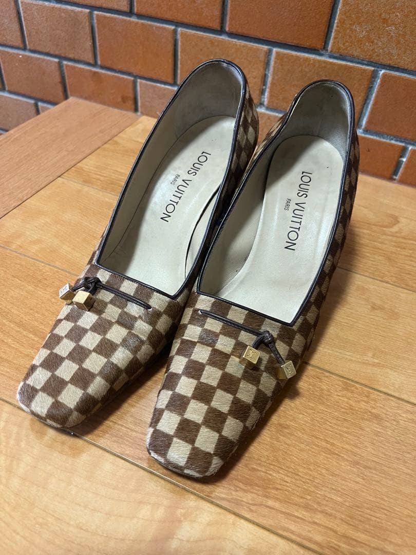 LOUIS VUITTON Pumps Heel Damier Harako Brown EU36.5/US6.5 120392c thumbnail 8