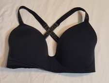 VICTORIA'S SECRET T-SHIRT Lightly Lined Wireless Bra Size 32DD Black EUC