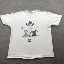 Vintage PETCO Shirt Mens XL White Graphic Double Sided Paw Print Advertising