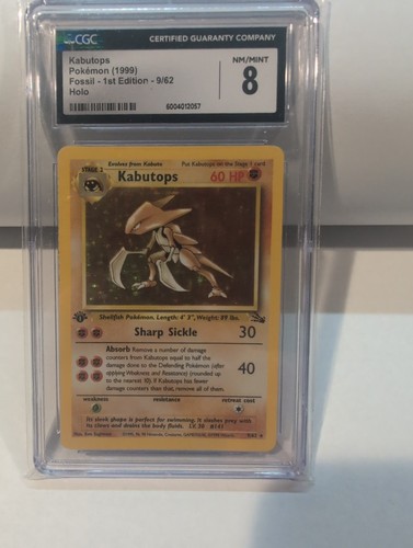 Kabutops (1st Edition) graded CGC 8 for sale on eBay