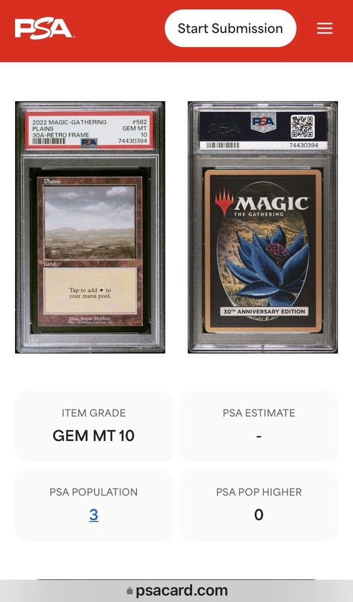 MTG✨PLAINS Retro Frame✨30th Anniversary Edition PSA 10 Land 2022