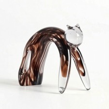 Katzenfigur handgefertigt Katze aus Glas transparent f&uuml;r Regal