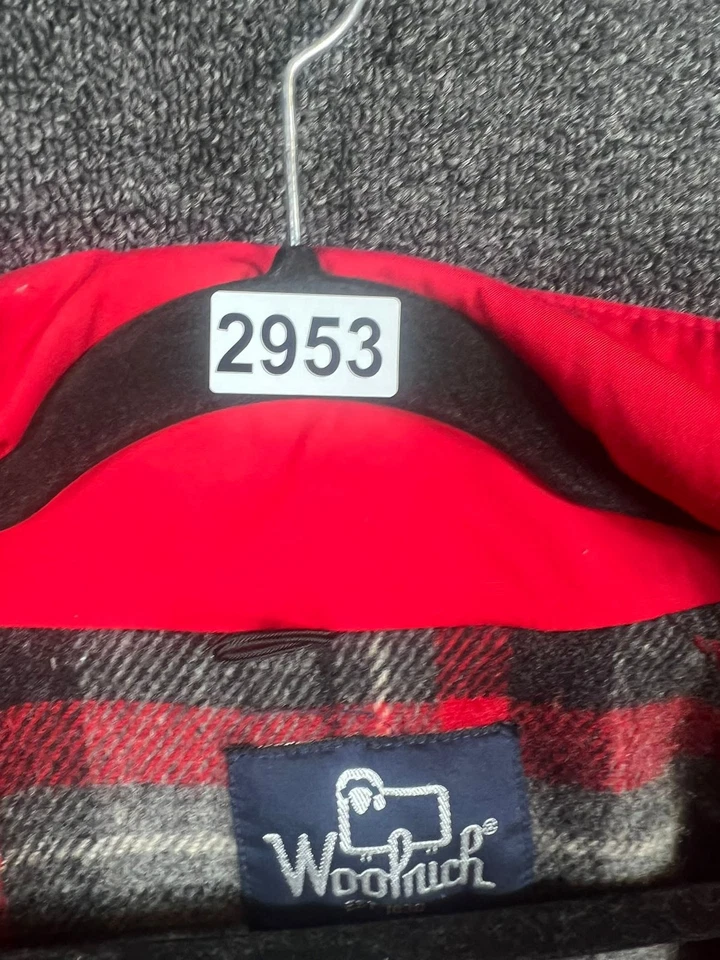 Chaqueta de Colección Woolrich Para Hombres L Roja Forrada a Cuadros Abrigo de Campo Parka Exterior Años 90 *LEER Foto 4 de 4