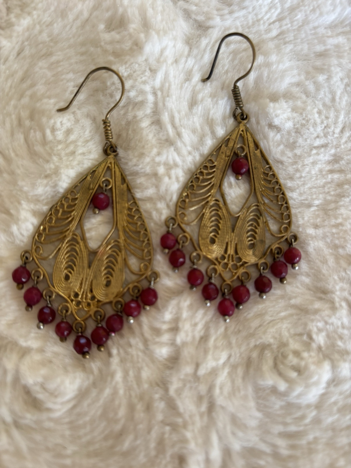 Brass And Ruby Earrings - image 1