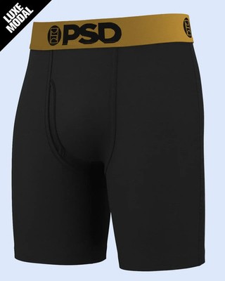 PSD Luxe Modal 7'' Boxershorts - Schwarz Gold, Atmungsaktiv Stretch Komfort