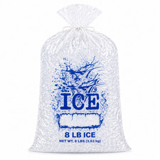 8 LB Ice Bags Drawstring Heavy Duty Clear Plastic Leak Proof Bulk 100,300,500