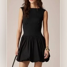 J. Crew Size Medium Bubble-Hem Mixy Dress in Black