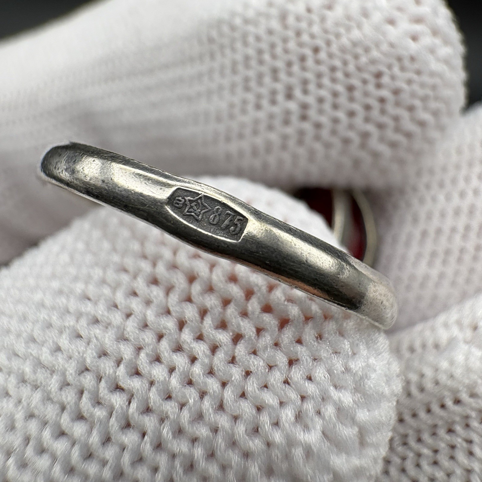 Fine Vintage Soviet Russian Ring Ruby Silver 875 … - image 10