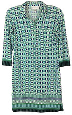 DONNA MORGAN Dress Green Blue Geometric Print Collared 3/4 Sleeve ~ Size 6