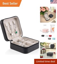 Elegant Faux Leather Travel Jewelry Box - Compact Organizer for Rings Earrings