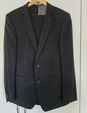Van Gils Men’s Black Regular Fit Wool Twill 2 Piece Suit 34R/50 Notch