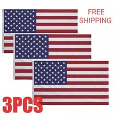 3' x 5' FT USA US U.S. American Flag With Brass Grommets 3 Pack Ships from US