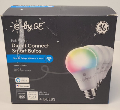 GE - Cync A19 Smart LED Light Bulbs (4 Pack) - Color Changing - Full Color