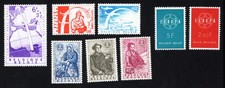 Belgium 1959-60 set of stamps Mi# 1164-65, 1182-84, 1206-08 MH CV=13.8$