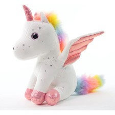 8" White Unicorn Plush Stuffed Animal Soft Toy Gift for Girls Kids