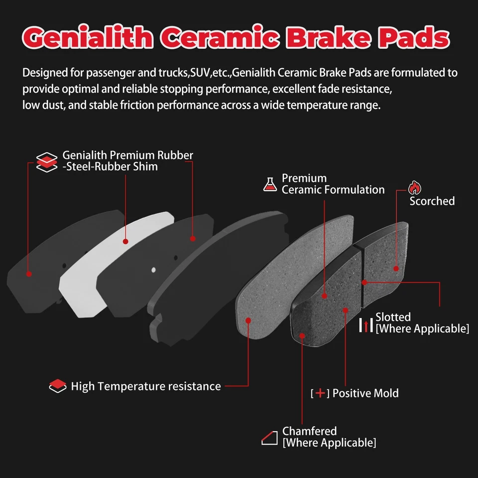 Front Rear Rotors Ceramic Brake Pads for 2003 2004 2005 2006 2007 Honda Accord Foto 3 de 4