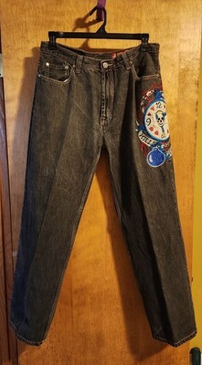 Vtg Ed Hardy Christian Audigier Spider Web Embroidered Jeans 38X32 Baggy Y2K