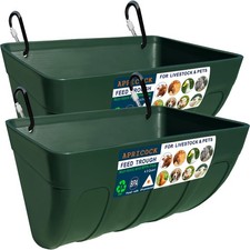 Chicken Feeder Waterer, Goat Feeder - 2 Pack, 5.5 Quart, for Goats Chickens D...