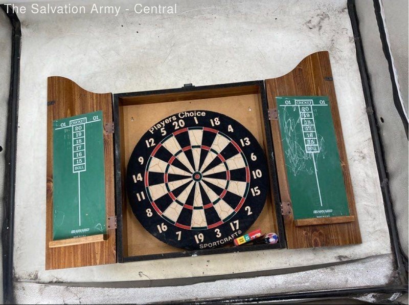 Sportcraft Players Choice Wooden Cabinet Dartboard Set W/ Cricket Scoreboards