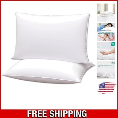 Cloud-Like Flat Bed Pillow Set, 2 Hypoallergenic Standard Size for All Sleepers