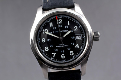 [N NEUWERTIG] Hamilton Khaki Field H704450 schwarzes Zifferblatt Datum...