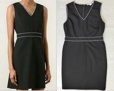 Diane Von Furstenberg Contrast Trim V-Neck Sleeveless Sheath Dress Size 6