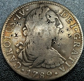 8 Reales 1789 FM GRATIA Re Carlo III marcato a taglio nuovo Spagna Messico ultima data!!