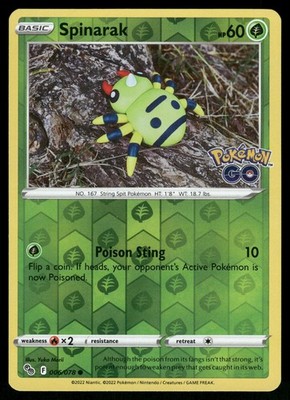 Spinarak 006/078 Reverse Holo Pokemon GO Pokemon NM