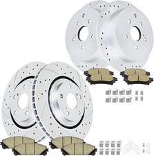 Front and Rear Drilled and Slotted Brake Rotors Ceramic Brake Pads Brake Kit Rep