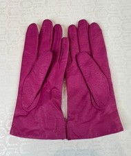 LOVELY VTG 90'S FUCHSIA PINK LEATHER KNIT LINED WRIST DRESS GLOVES LADIES 7.5