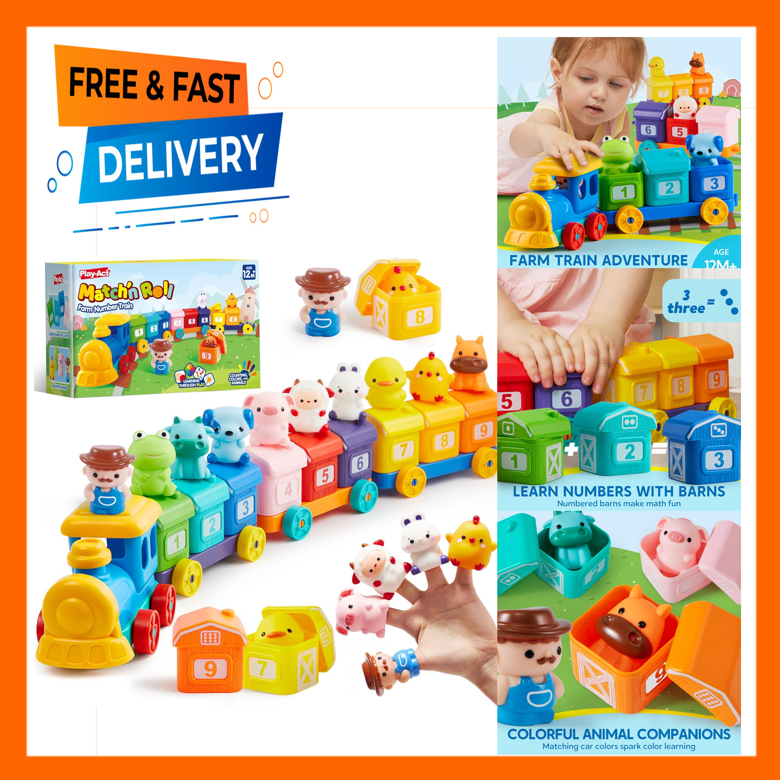 Montessori Farm Train Set