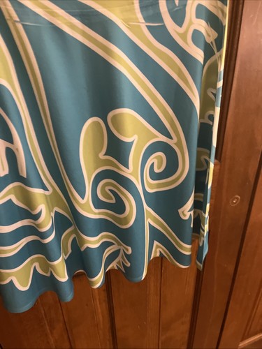 Before + Again - SILKY Lime Green and Aqua Pull on Skirt - Size XS (0950) - Picture 7 of 14