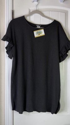 Heimish USA Women s Blouse All Over Smocked Stretchy Black Witchy Capsule Sz 1XL
