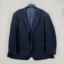 Oak Hill Blazer Mens 3XL 54/56R Blue Check Sport Coat Two Button Classic Suit