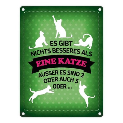 Es gibt nichts besseres als eine Katze Metallschild in grün Katzen Liebe Kater
