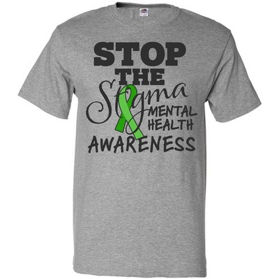 Inktastic Mental Health Awareness Stop The Stigma T-Shirt Ribbon Green I Love