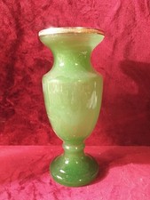 Vase balustre en opaline vert 18 cm Cerclage Doré 