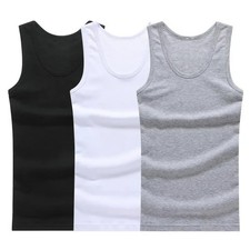 Men's Cotton Vest Sleeveless Shirt Casual Sports Fitness Undershirt Plus Size
